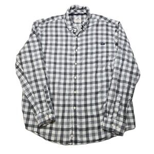 johnnie-O Hangin Out Shirt Mens 2XL‎ Gray White Plaid Long Sleeve Soft Cotton